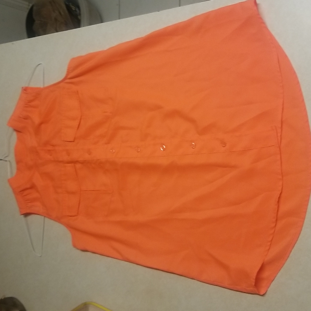 J.Crew Neon orange Button Down Tank Top